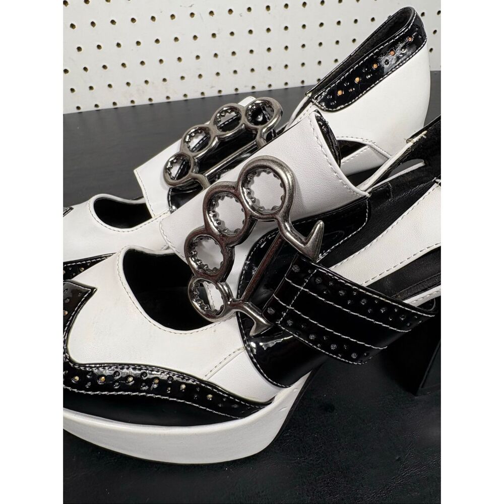 Funtasma patent leather brass knuckle buckle heels size 10 - Picture 3 of 14
